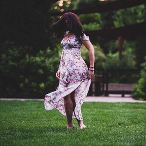 ASOS Romantic Floral Double-Slit Maxi Dress Sz 6